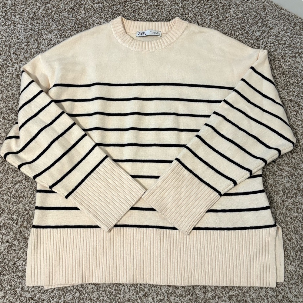 Zara Striped Cream Sweater